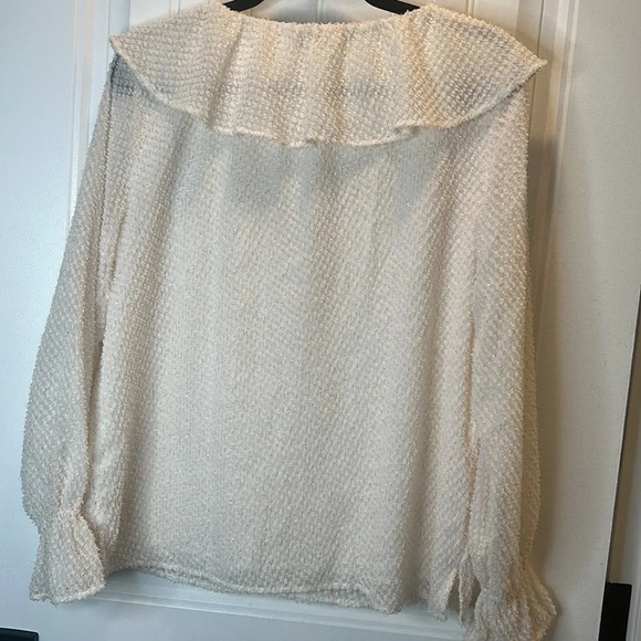 LOFT Ivory Ruffle Blouse - Picture 4 of 10